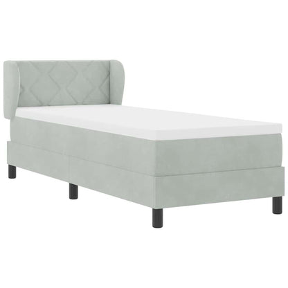 Postel S Boxspringem S Čelo Světle Šedá 80 X 200 Cm Samet