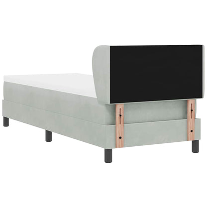 Postel S Boxspringem S Čelo Světle Šedá 80 X 200 Cm Samet