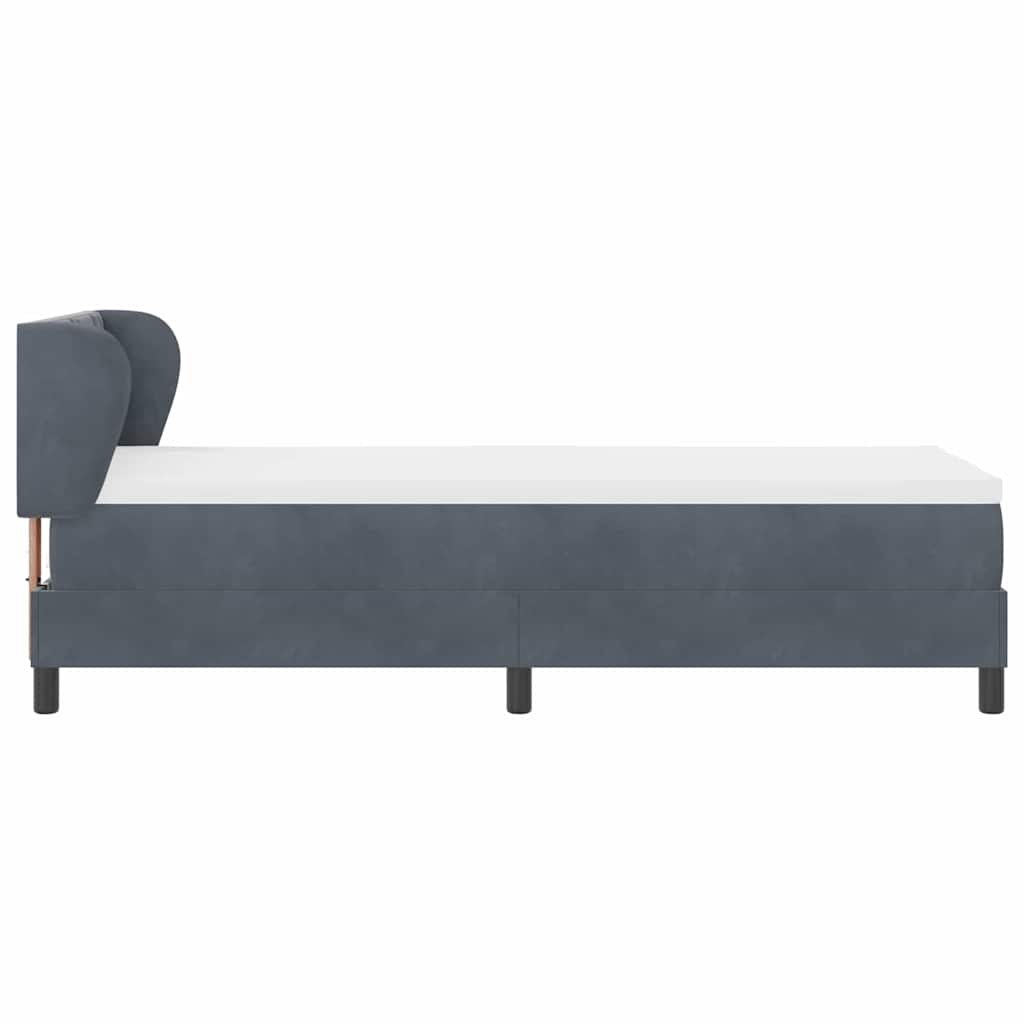 Postel S Boxspringem S Čelo Tmavě Šedá 80 X 200 Cm Samet