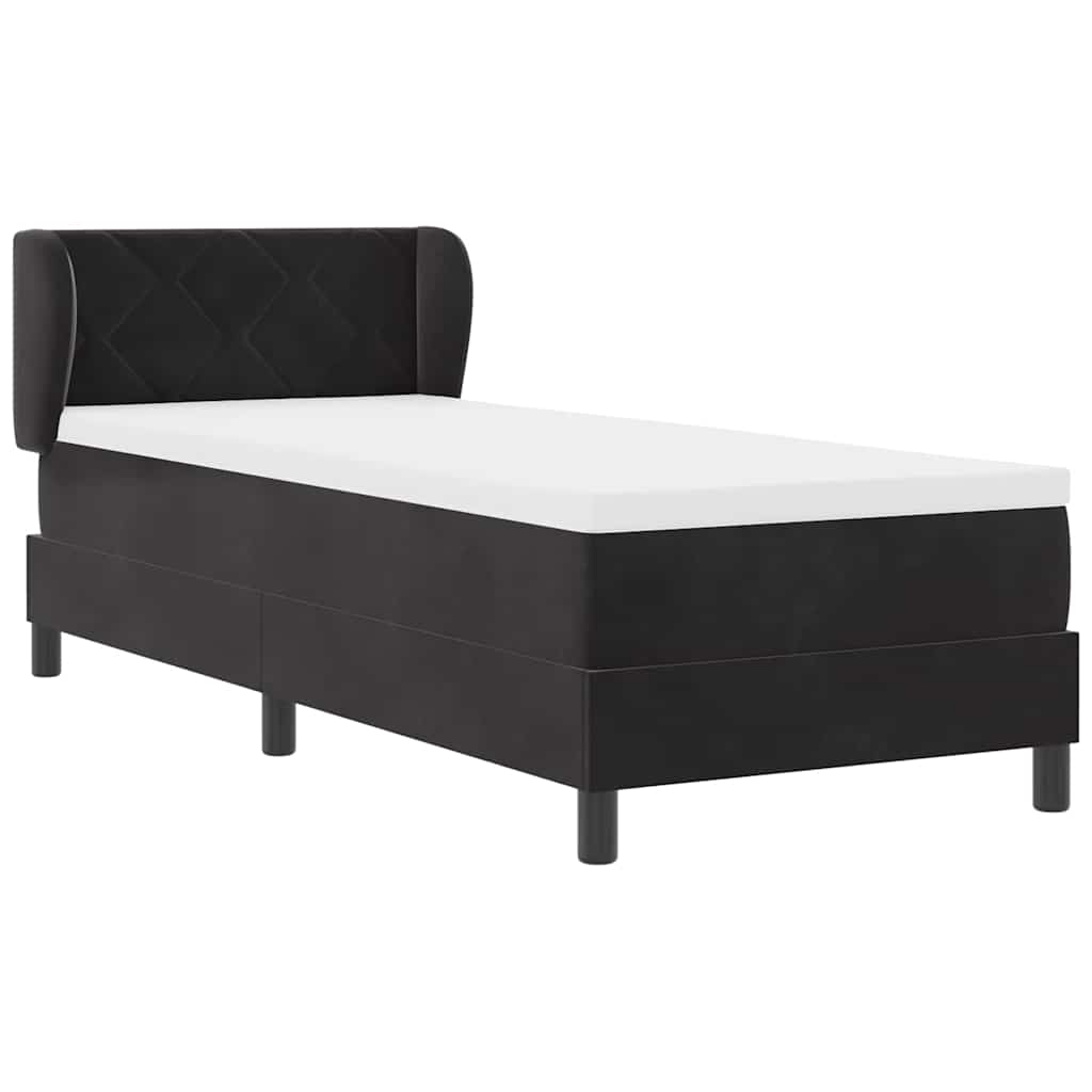 Postel S Boxspringem S Čelo Černá 80 X 200 Cm Samet