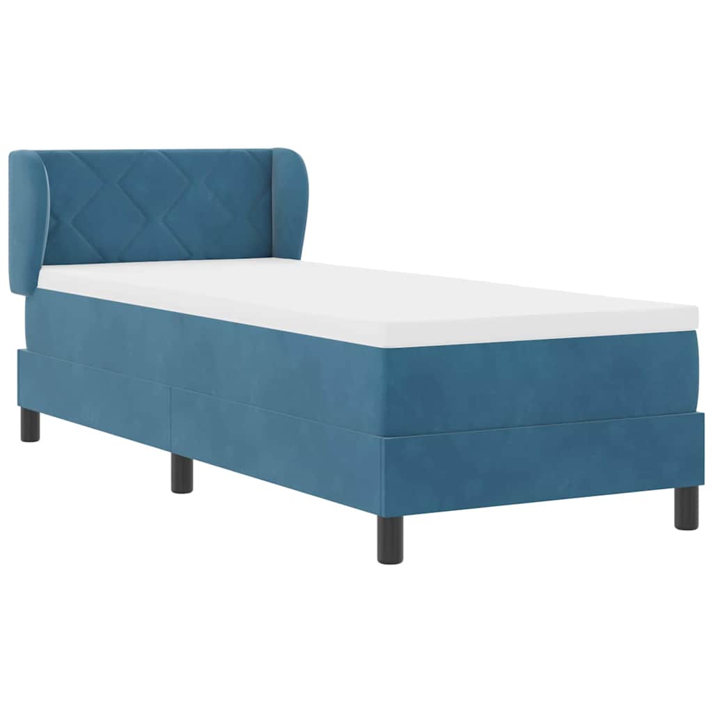 Postel S Boxspringem S Čelo Tmavě Moddrá 80 X 200 Cm Samet