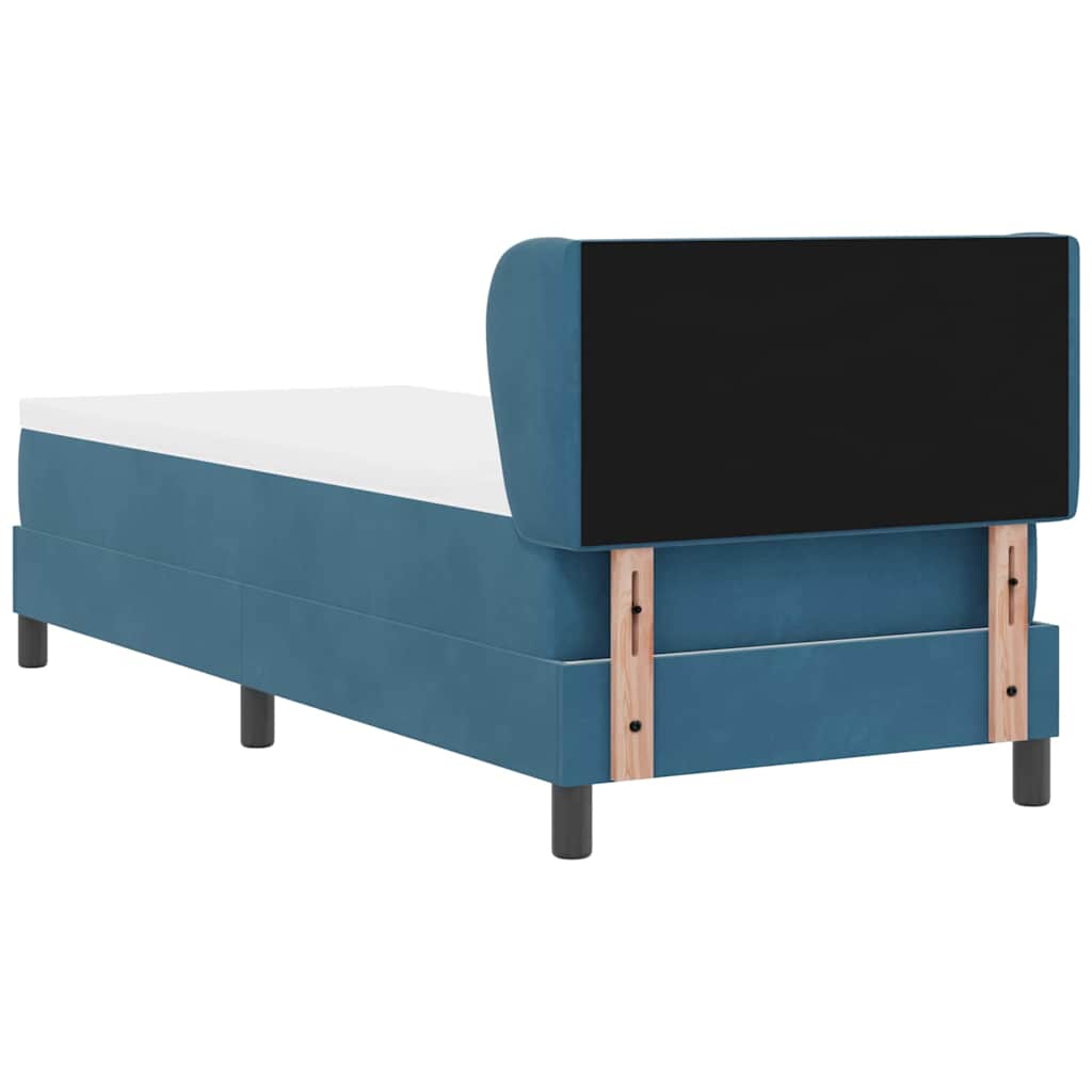 Postel S Boxspringem S Čelo Tmavě Moddrá 80 X 200 Cm Samet