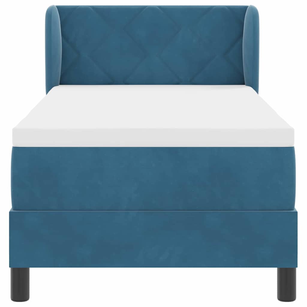 Postel S Boxspringem S Čelo Tmavě Moddrá 80 X 200 Cm Samet