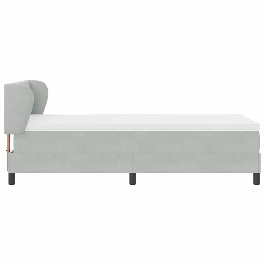 Postel S Boxspringem S Čelo Světle Šedá 90 X 190 Cm Samet