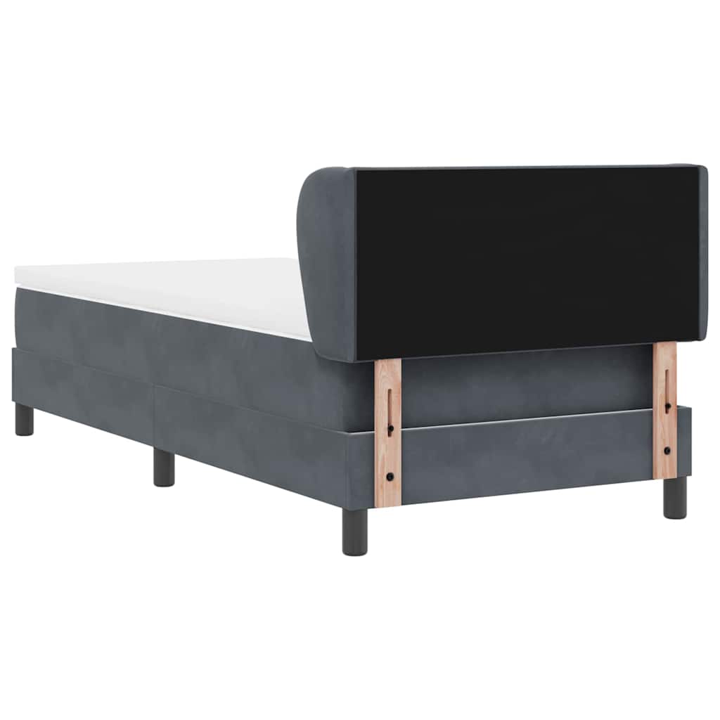Postel S Boxspringem S Čelo Tmavě Šedá 90 X 190 Cm Samet