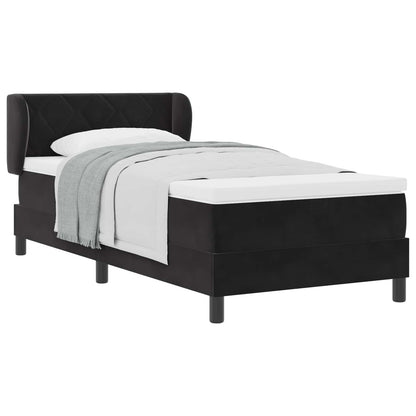 Postel S Boxspringem S Čelo Černá 90 X 190 Cm Samet
