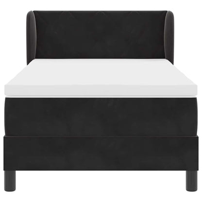 Postel S Boxspringem S Čelo Černá 90 X 190 Cm Samet