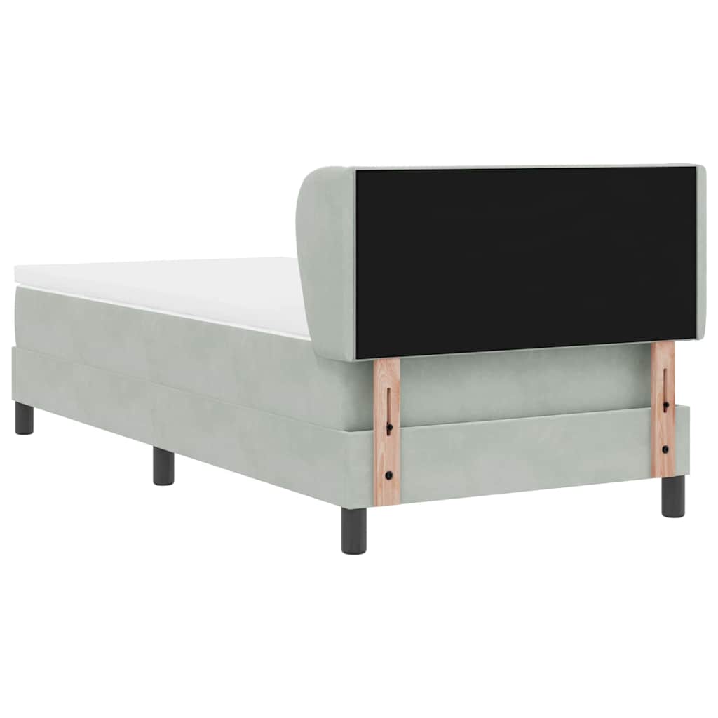 Postel S Boxspringem S Čelo Světle Šedá 90 X 200 Cm Samet