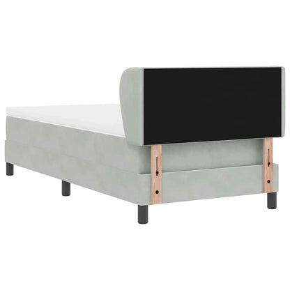 Postel S Boxspringem S Čelo Světle Šedá 90 X 200 Cm Samet