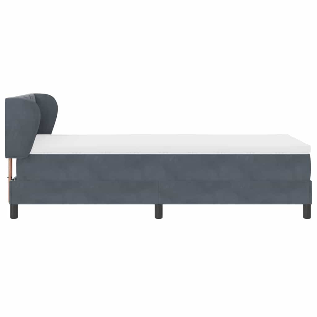 Postel S Boxspringem S Čelo Tmavě Šedá 90 X 200 Cm Samet