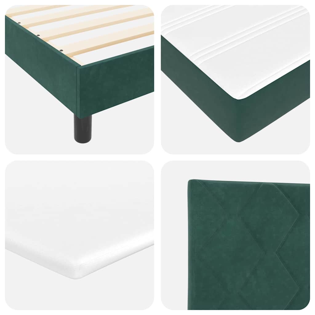 Postel S Boxspringem S Čelo Tmavě Zelená 90 X 200 Cm Samet