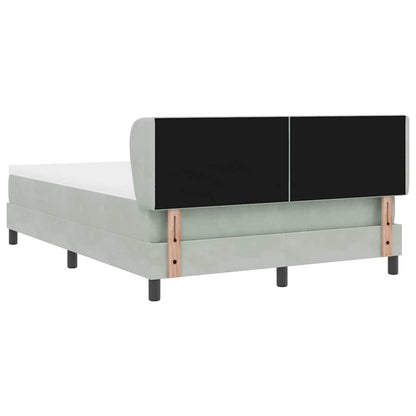 Postel S Boxspringem S Čelo Světle Šedá 140 X 190 Cm Samet