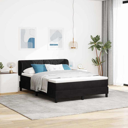 Postel S Boxspringem S Čelo Černá 140 X 190 Cm Samet