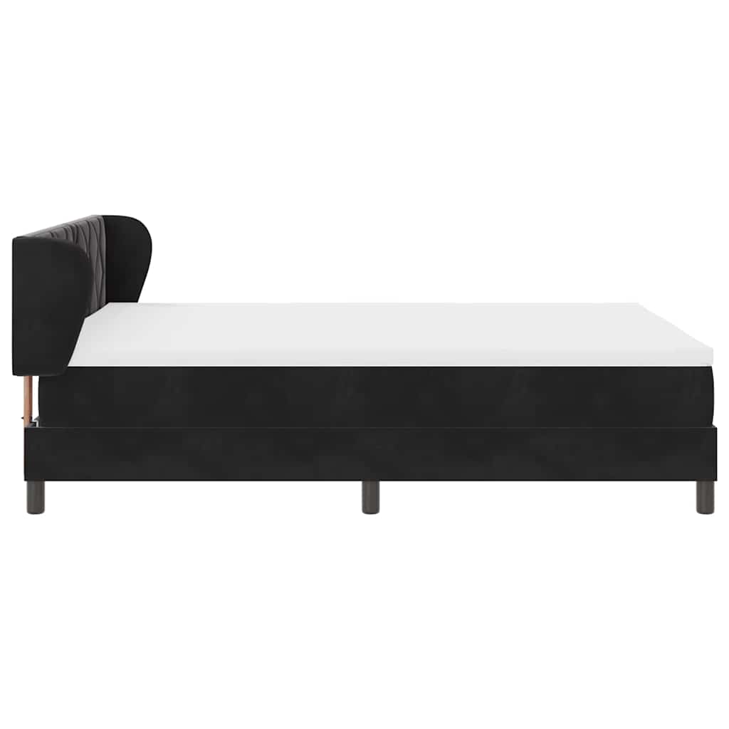 Postel S Boxspringem S Čelo Černá 140 X 190 Cm Samet