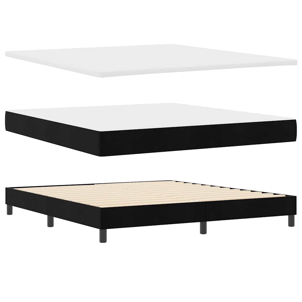 Postel S Boxspringem S Čelo Černá 180 X 200 Cm Samet