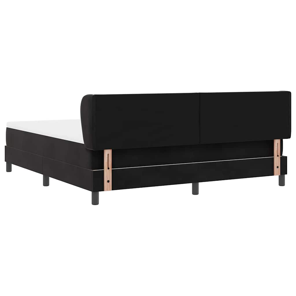 Postel S Boxspringem S Čelo Černá 180 X 200 Cm Samet