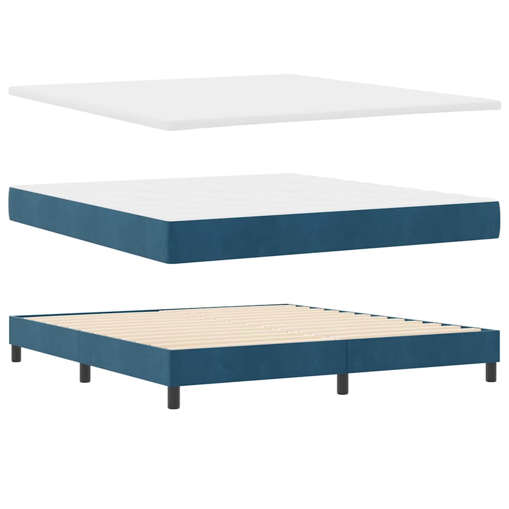 Postel S Boxspringem S Čelo Tmavě Moddrá 180 X 200 Cm Samet