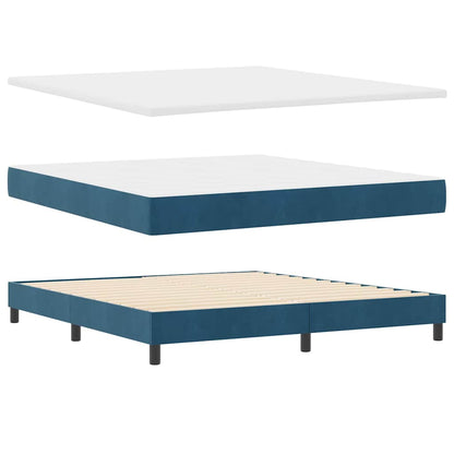 Postel S Boxspringem S Čelo Tmavě Moddrá 180 X 200 Cm Samet