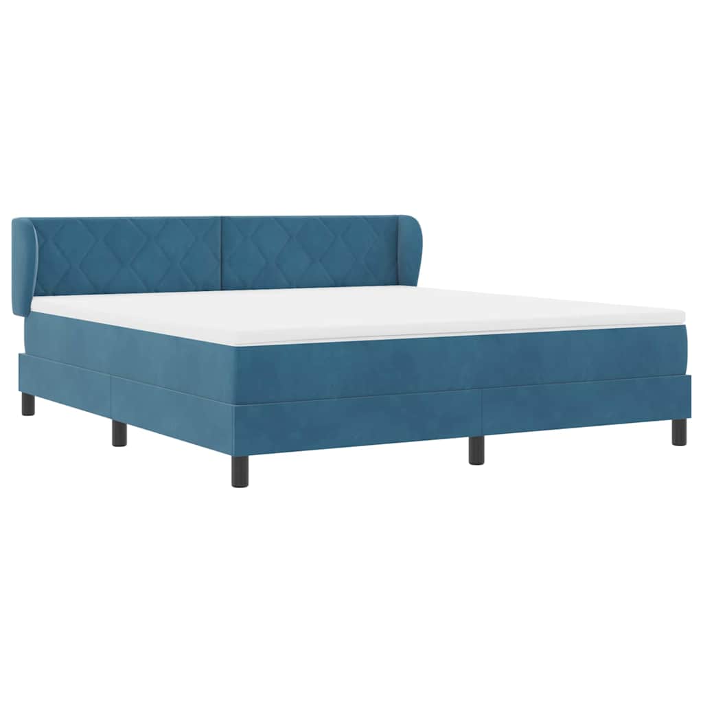Postel S Boxspringem S Čelo Tmavě Moddrá 180 X 200 Cm Samet
