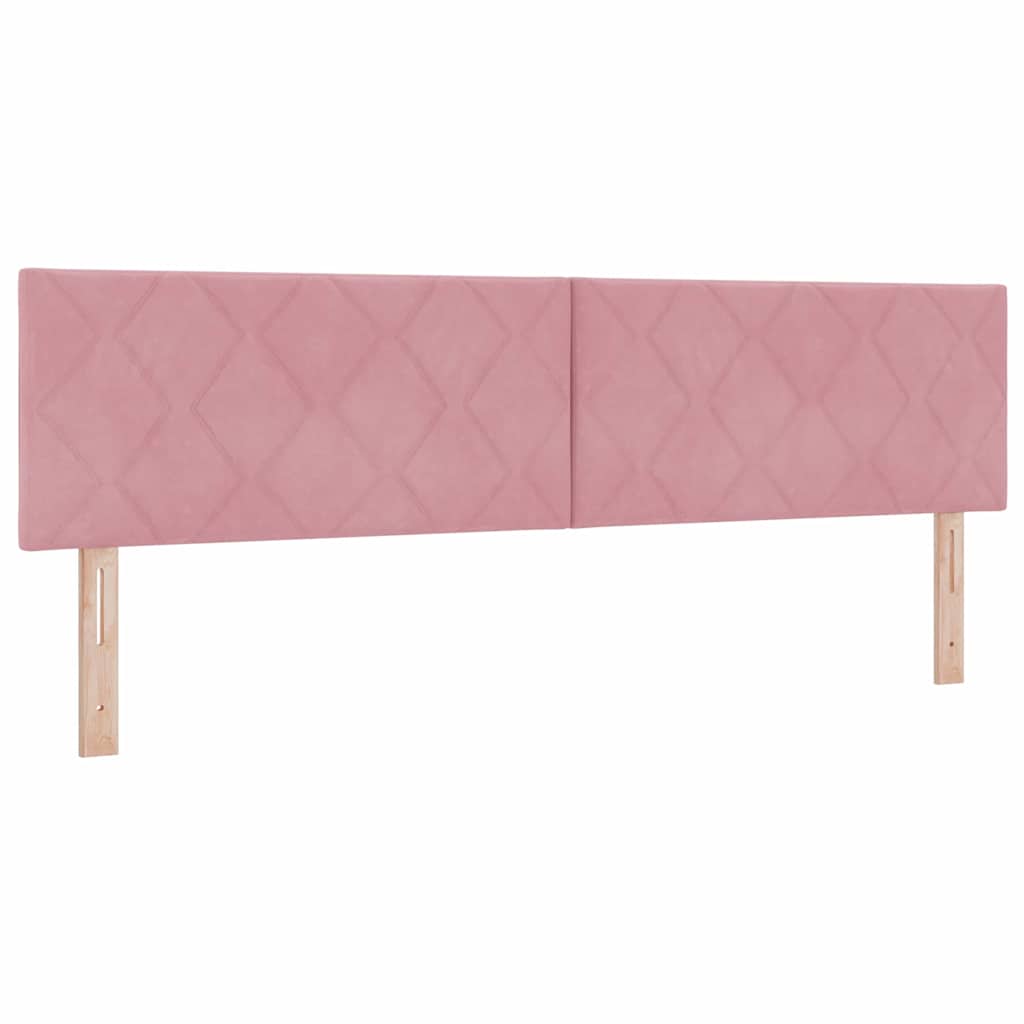 Postel S Boxspringem S Čelo Růžová 180 X 200 Cm Samet
