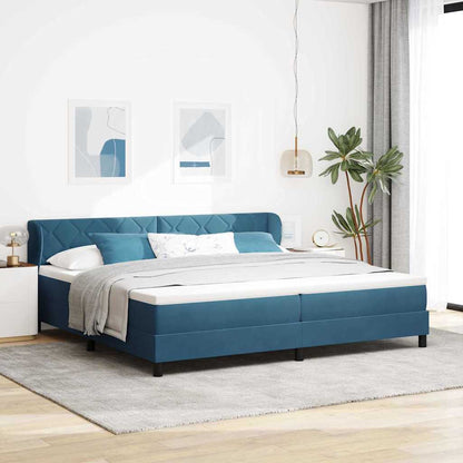 Postel S Boxspringem S Čelo Tmavě Moddrá 200 X 200 Cm Samet