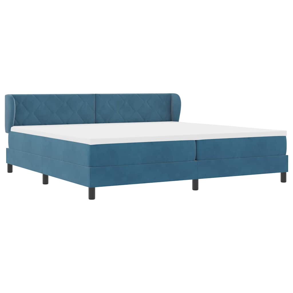 Postel S Boxspringem S Čelo Tmavě Moddrá 200 X 200 Cm Samet