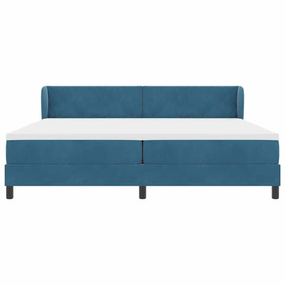 Postel S Boxspringem S Čelo Tmavě Moddrá 200 X 200 Cm Samet