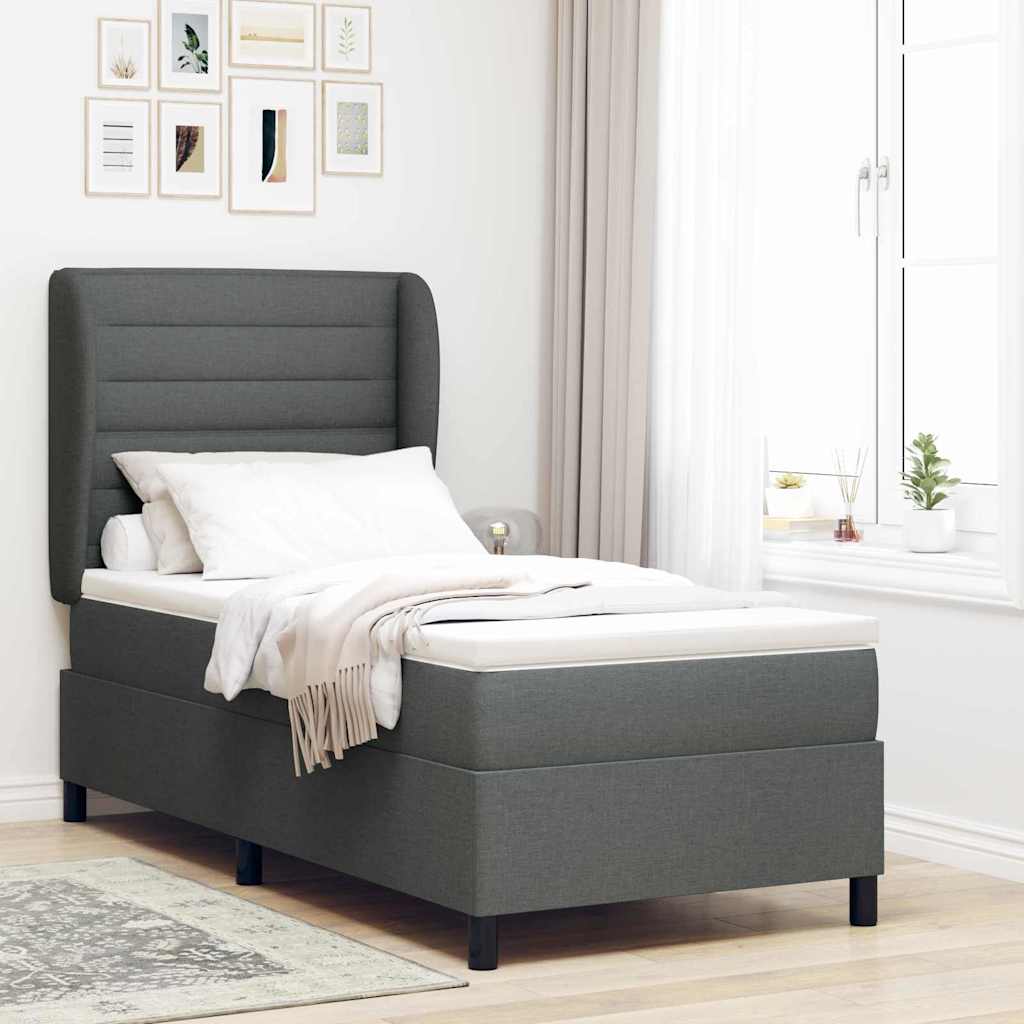 Postel S Boxspringem S Matrací Tmavě Šedá 80 X 200 Cm Textil