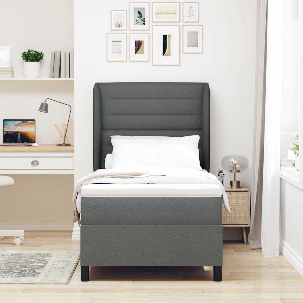 Postel S Boxspringem S Matrací Tmavě Šedá 80 X 200 Cm Textil