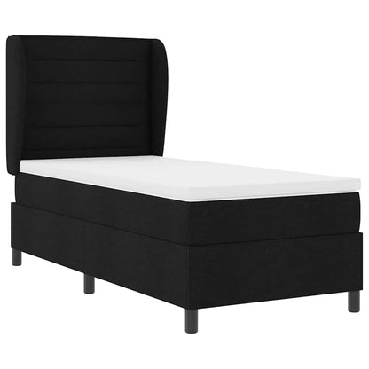 Postel S Boxspringem S Matrací S Čelo Černá 90 X 190 Cm Textil