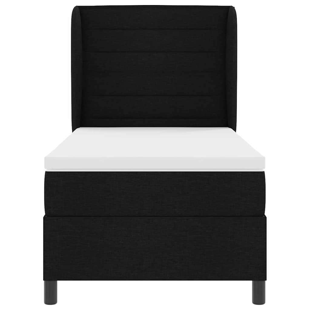Postel S Boxspringem S Matrací S Čelo Černá 90 X 190 Cm Textil