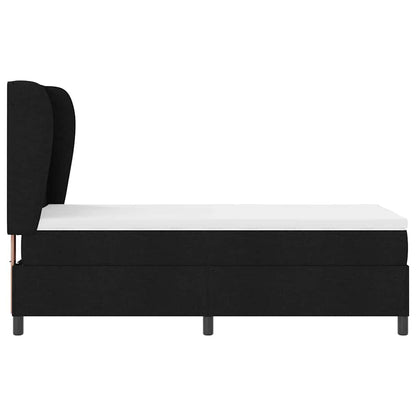 Postel S Boxspringem S Matrací S Čelo Černá 90 X 190 Cm Textil