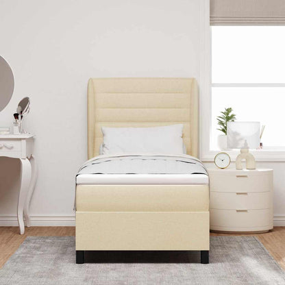 Postel S Boxspringem S Matrací Krémová 90 X 190 Cm Textil