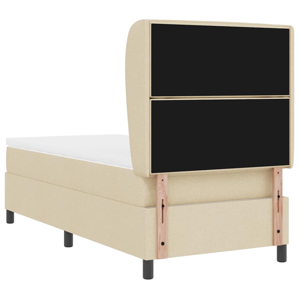 Postel S Boxspringem S Matrací Krémová 90 X 190 Cm Textil