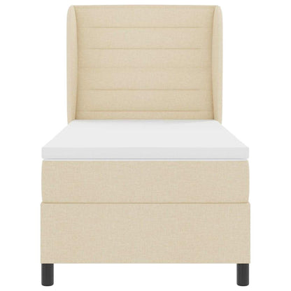 Postel S Boxspringem S Matrací Krémová 90 X 190 Cm Textil