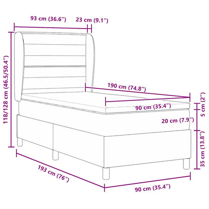 Postel S Boxspringem S Matrací S Čelo Modrá 90 X 190 Cm Textil