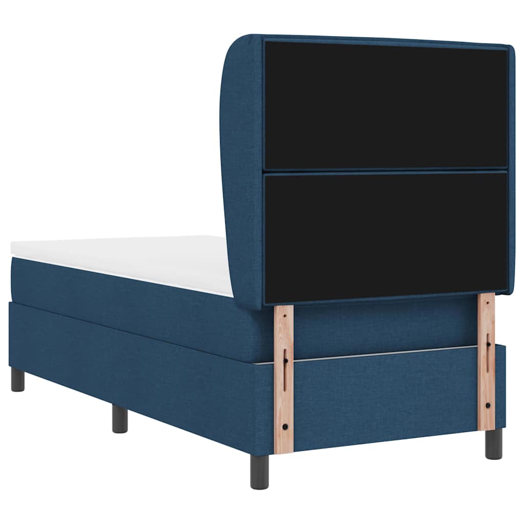 Postel S Boxspringem S Matrací S Čelo Modrá 90 X 200 Cm Textil