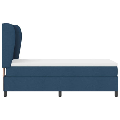 Postel S Boxspringem S Matrací S Čelo Modrá 90 X 200 Cm Textil