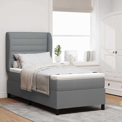 Postel S Boxspringem S Matrací Světle Šedá 100 X 200 Cm Textil