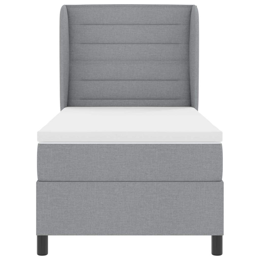 Postel S Boxspringem S Matrací Světle Šedá 100 X 200 Cm Textil