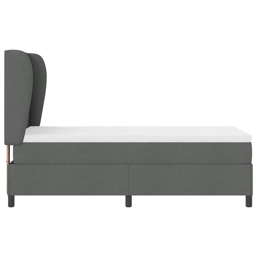 Postel S Boxspringem S Matrací Tmavě Šedá 100 X 200 Cm Textil