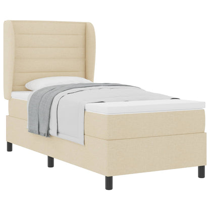Postel S Boxspringem S Matrací Krémová 100 X 200 Cm Textil