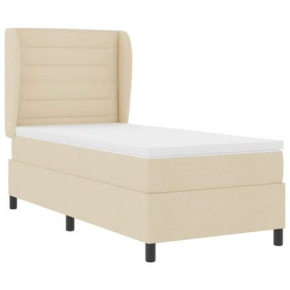 Postel S Boxspringem S Matrací Krémová 100 X 200 Cm Textil