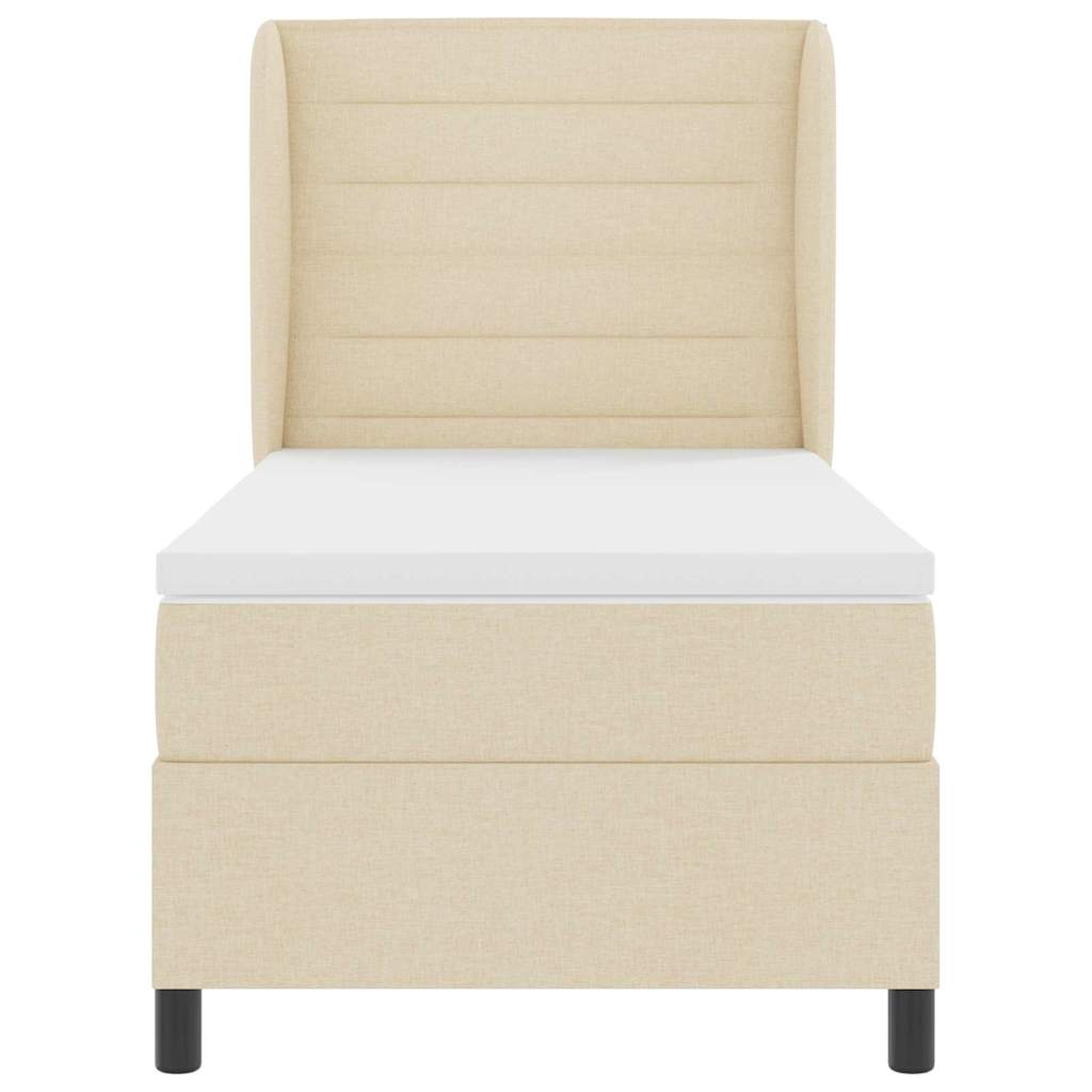 Postel S Boxspringem S Matrací Krémová 100 X 200 Cm Textil