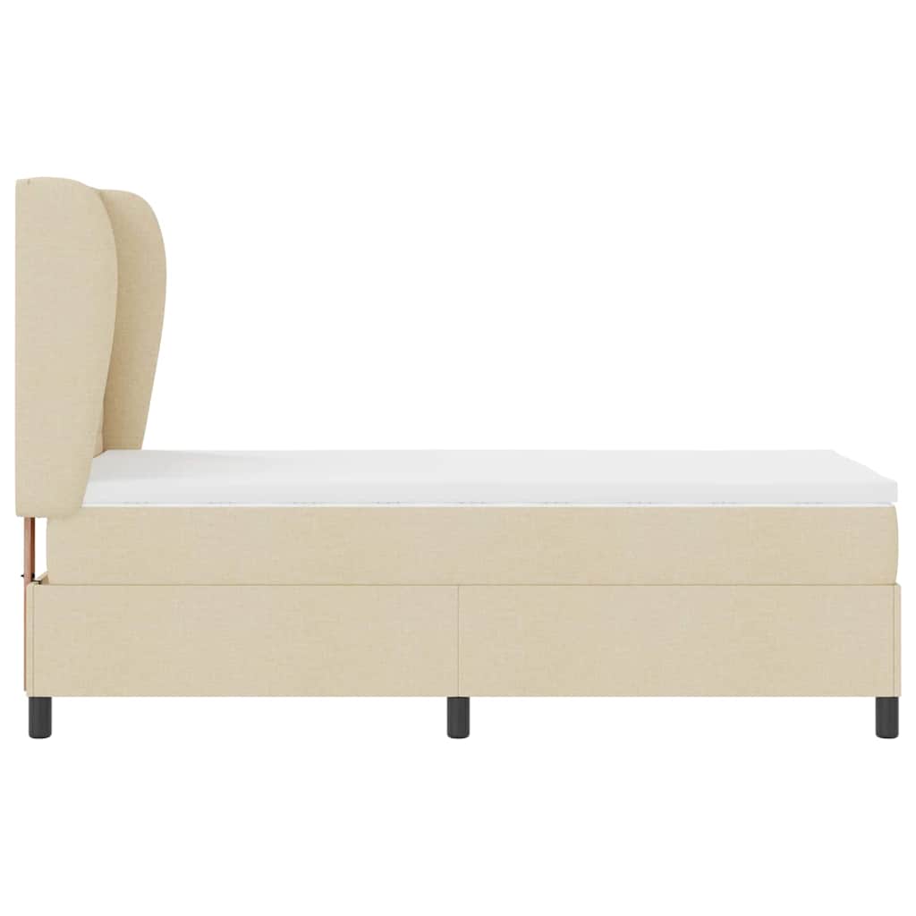 Postel S Boxspringem S Matrací Krémová 100 X 200 Cm Textil