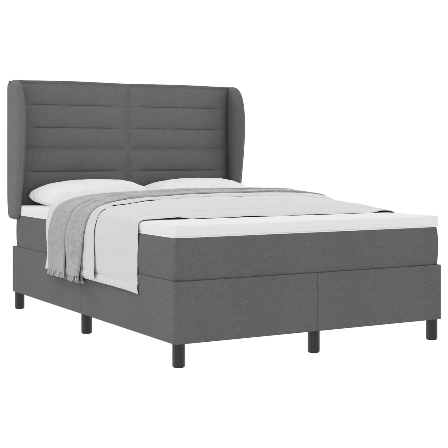 Postel S Boxspringem S Matrací Tmavě Šedá 140 X 190 Cm Textil