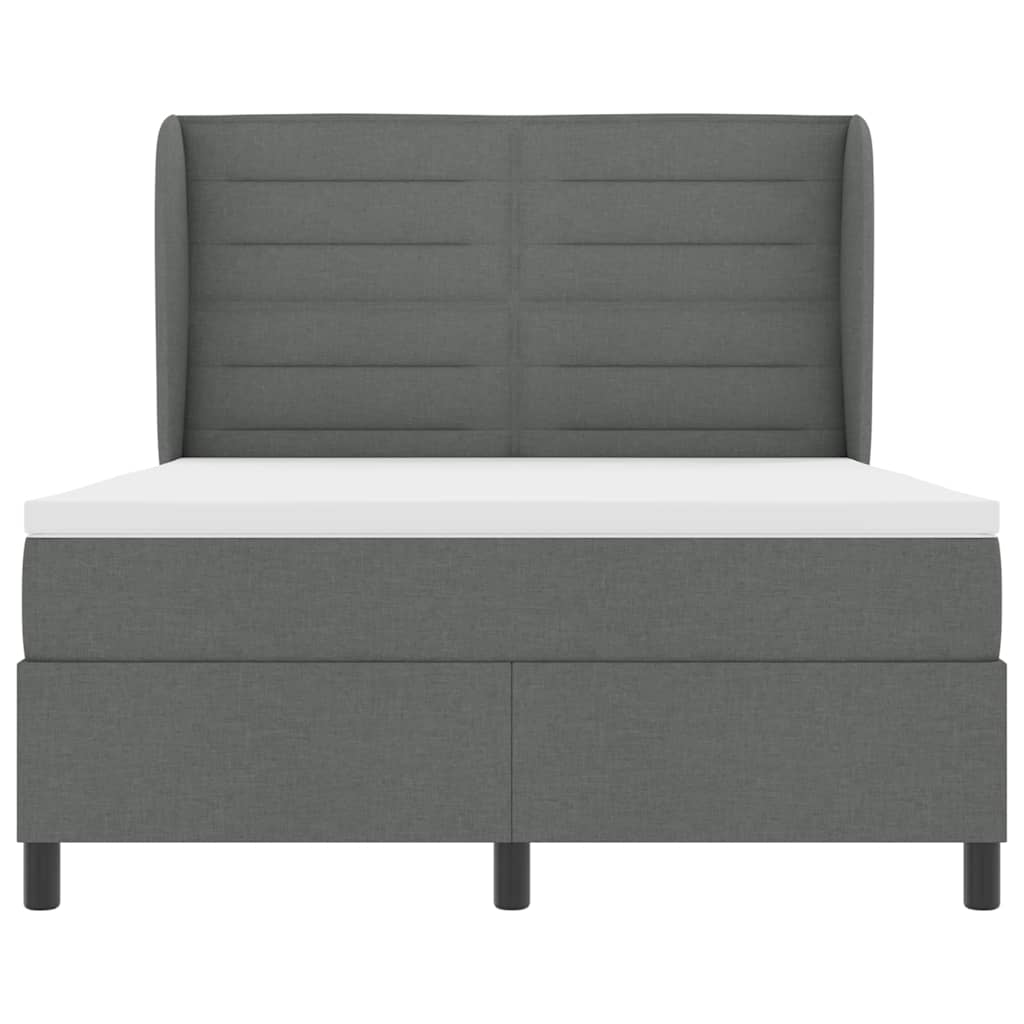 Postel S Boxspringem S Matrací Tmavě Šedá 140 X 190 Cm Textil