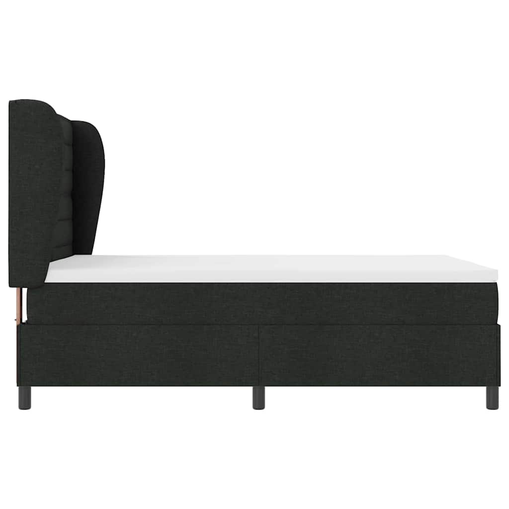 Postel S Boxspringem S Matrací S Čelo Černá 140 X 190 Cm Textil
