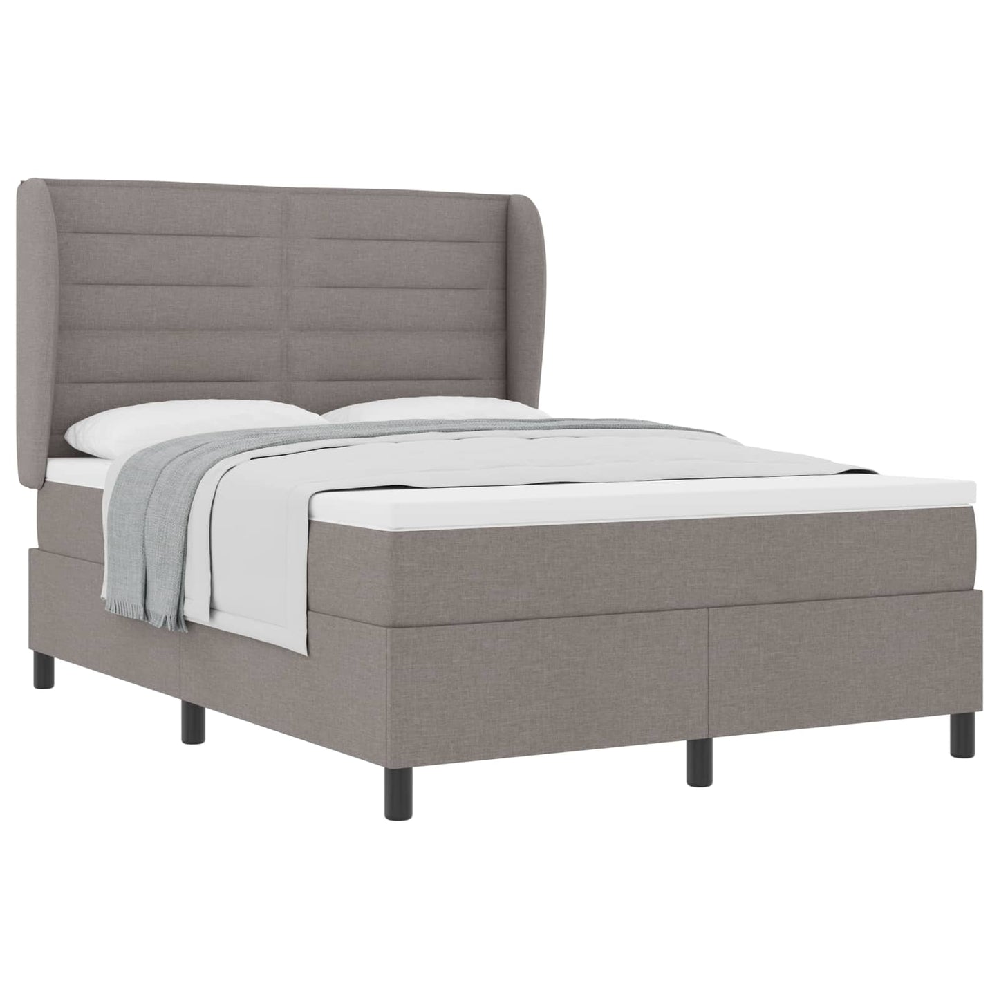 Postel S Boxspringem S Matrací S Čelo Taupe 140 X 190 Cm Textil