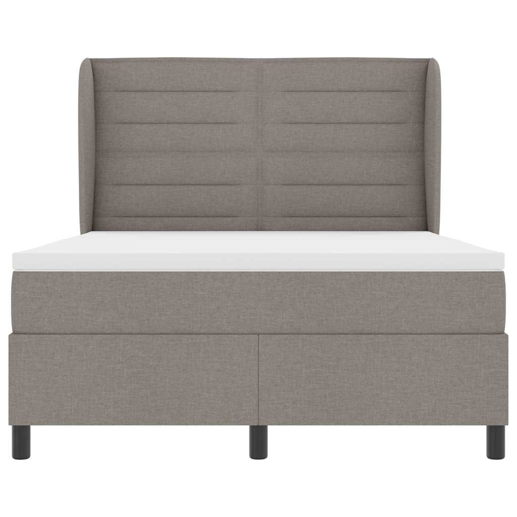 Postel S Boxspringem S Matrací S Čelo Taupe 140 X 190 Cm Textil